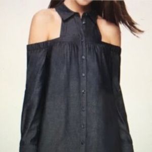 BCBG Denim button down dress with sleeves